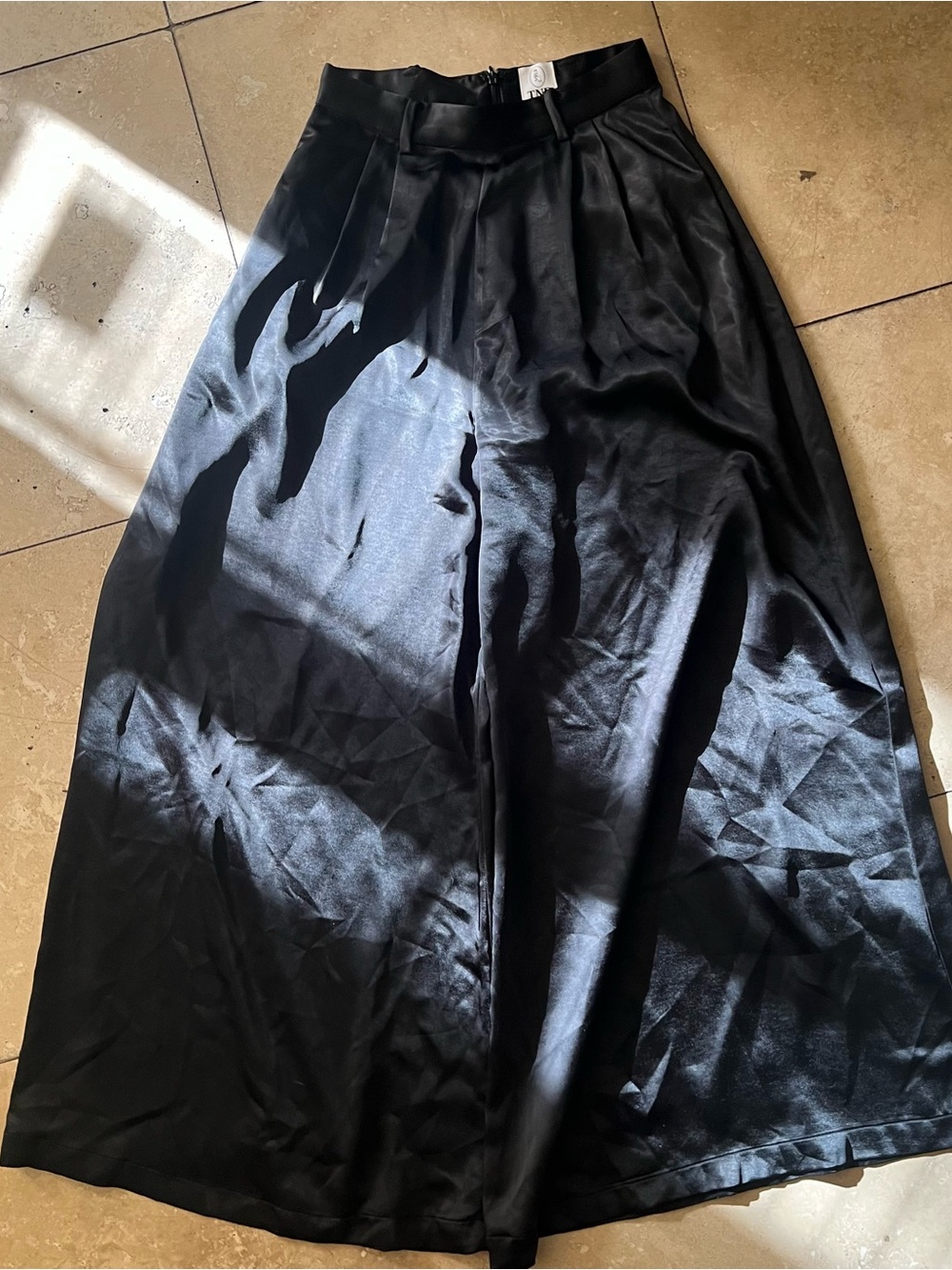Women's Black Wide-Leg Satin Skirt